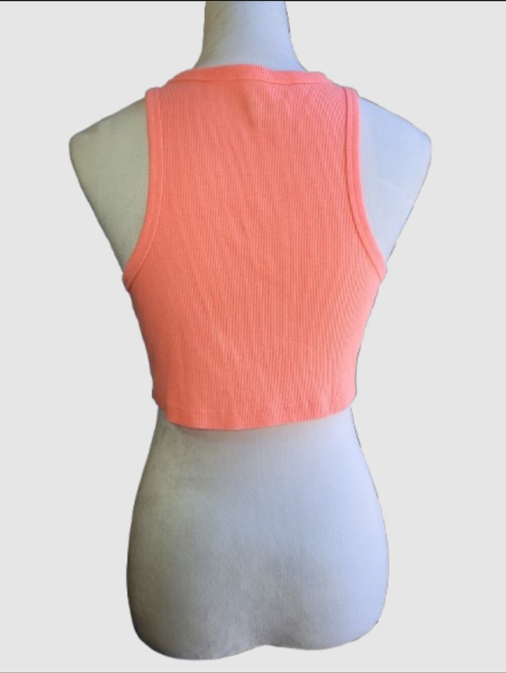 Set of 2 Wild Fable Rib Knit Cropped Racerback Tank Tops White and Salmon Large - Picture 5 of 14